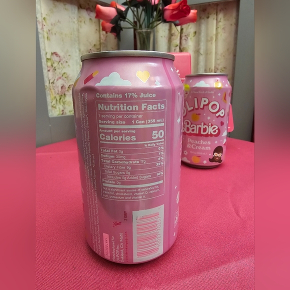 OLIPOP Barbie Limited Edition Peaches & Cream 12 fl oz A New Kind Of Soda - Picture 2 of 4